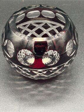 Vintage Bohemian Black Cut to Clear Crystal Votive Candle Holder BEAUTIFUL
